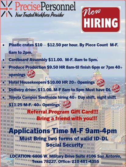 Precise Personnel Now Hiring