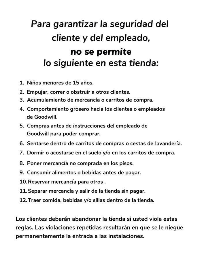 Outlet Rules - Spanish