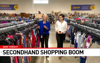 Janice Bunch, Chief Operating Officer for Goodwill San Antonio and Camilla Rambaldi, Reporter for News4SA walk through the aisles at a local Goodwill store. 