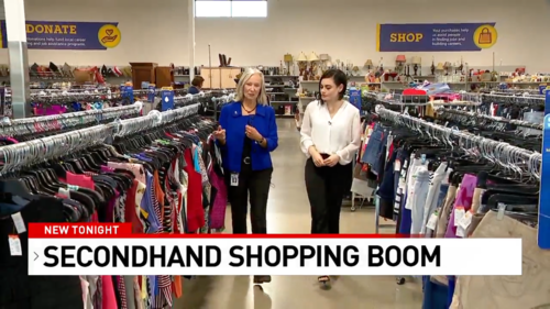 Janice Bunch, Chief Operating Officer for Goodwill San Antonio and Camilla Rambaldi, Reporter for News4SA walk through the aisles at a local Goodwill store.